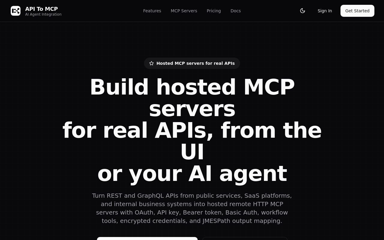 Vista previa de API to MCP