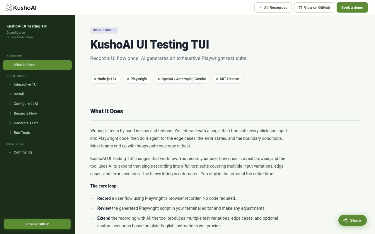 KushoAI for Playwright screenshot